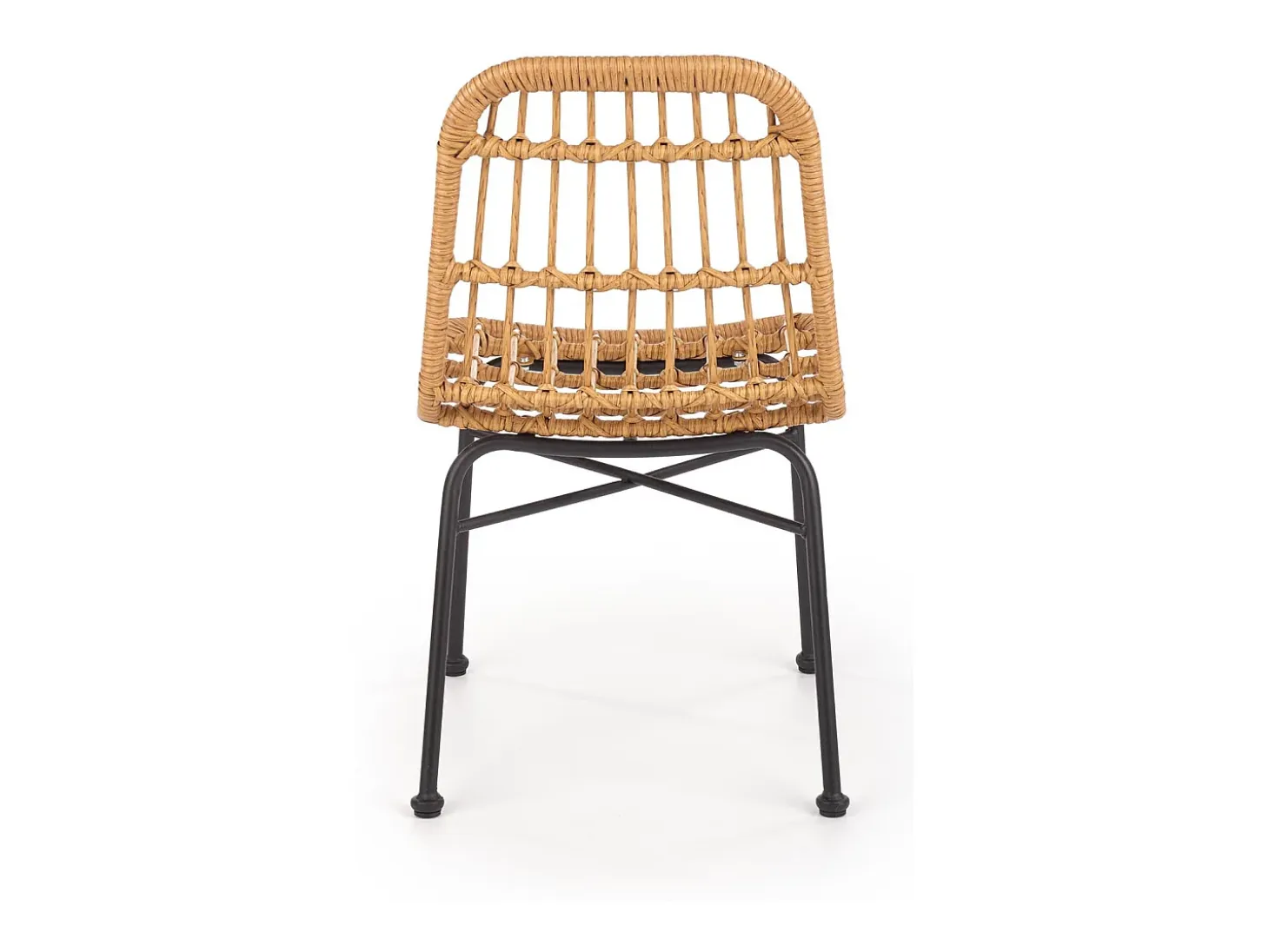 Silla SOLO de ratán sintético con patas de acero negro