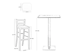 Silla taburete de madera blanca en piel símil lila altura 67 cm del suelo al asiento