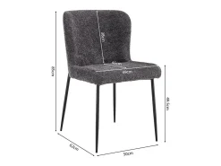 Silla tapizada en Bouclé para comedor en color Gris Oscuro. Colección LISE