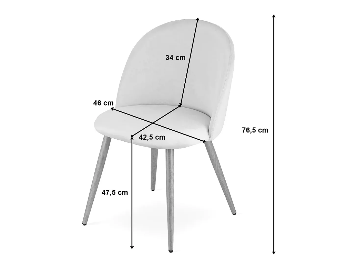 Silla Valora BELLO, terciopelo gris claro, diseño moderno (x4)