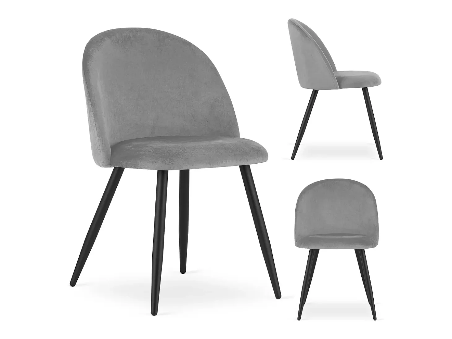 Silla Valora BELLO, terciopelo gris claro, diseño moderno (x4)