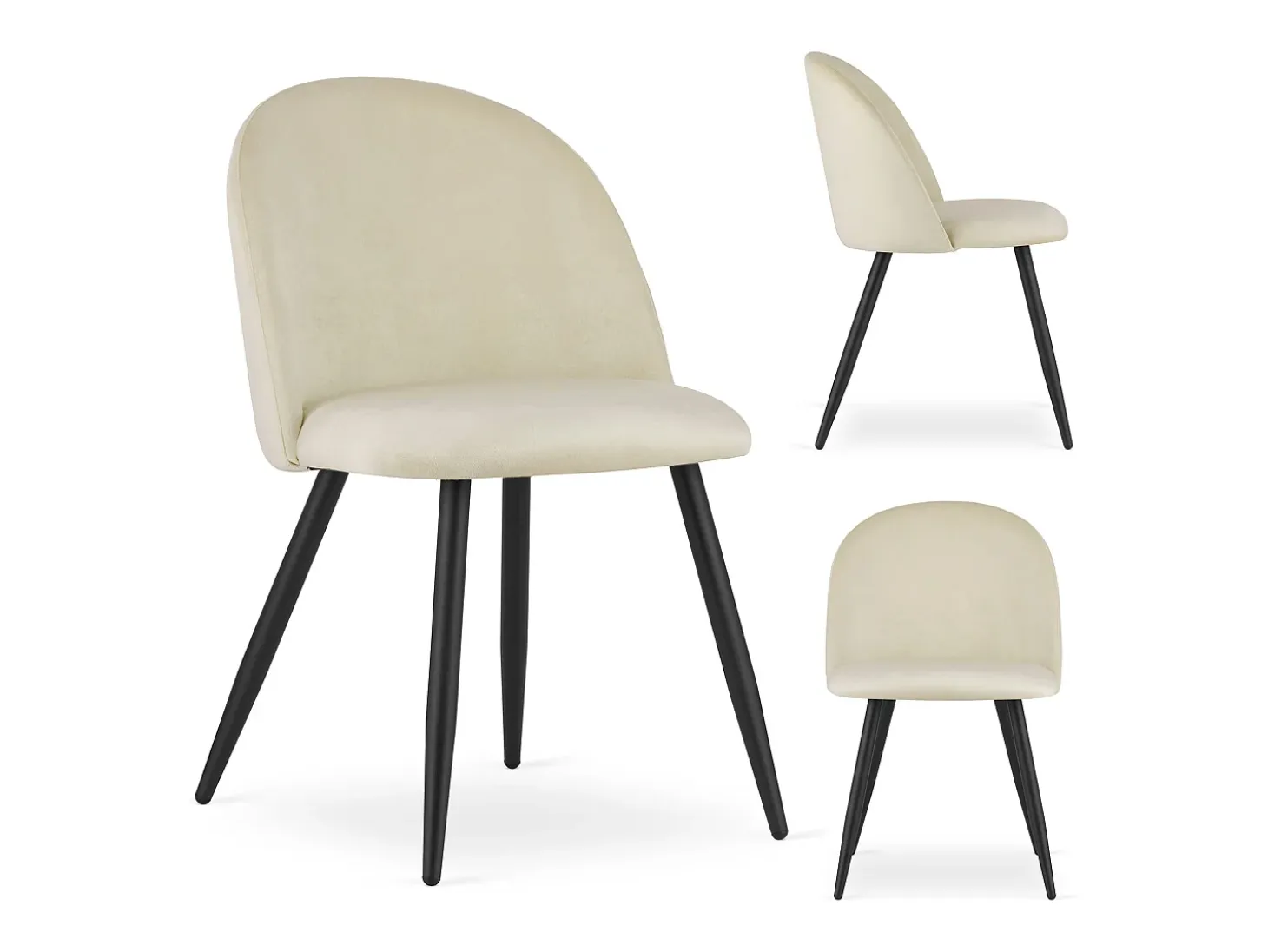 Silla Valora BELLO, terciopelo beige, patas de metal negro (x4)