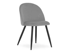 Silla Valora BELLO, terciopelo gris claro, patas negras, juego de 3