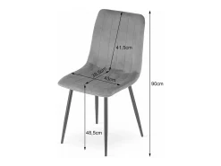 Silla Valora JEWA de terciopelo negro, diseño ergonómico para sala de estar (x4)