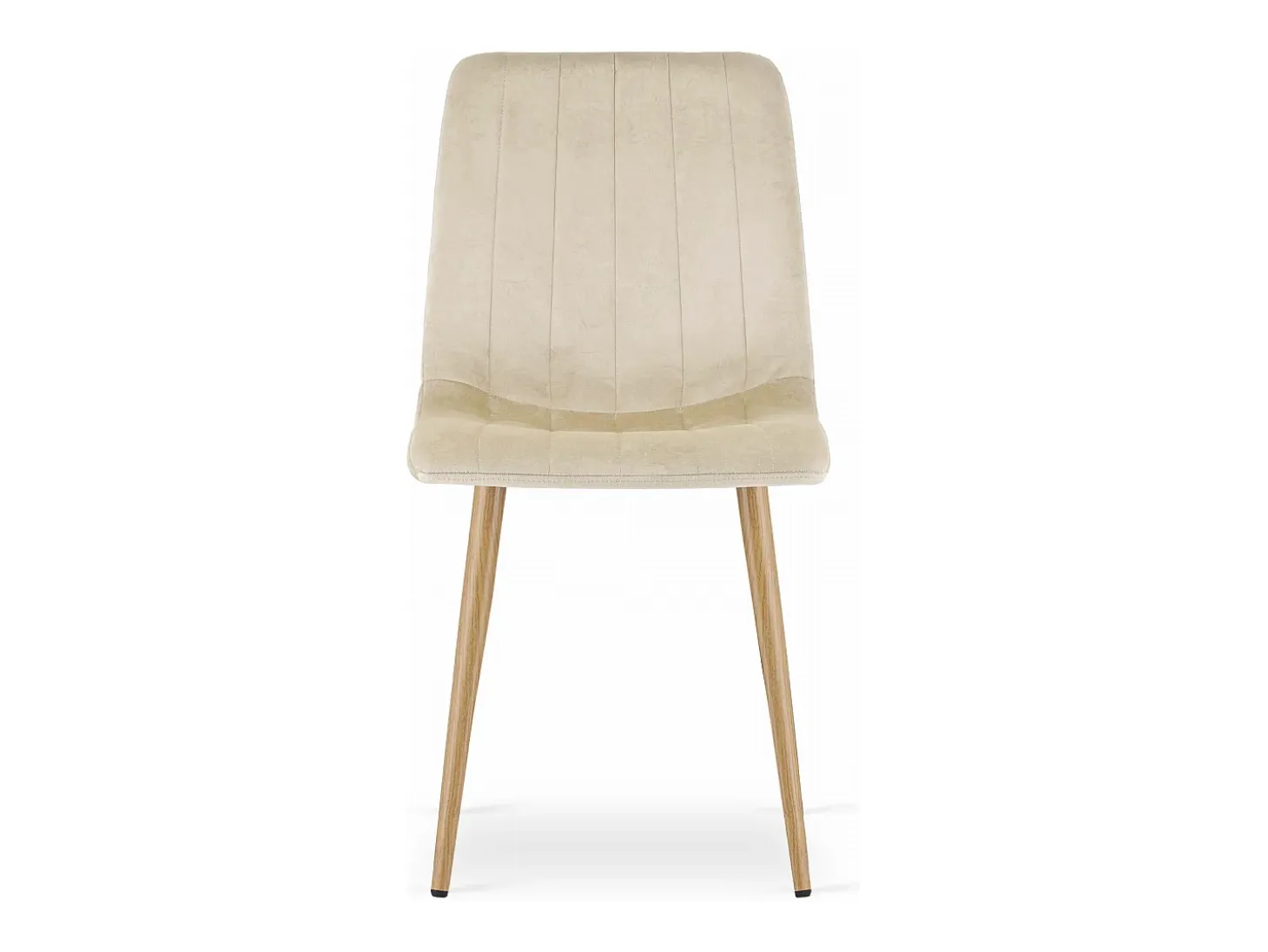 Silla Valora JEWA de terciopelo beige claro con patas de madera