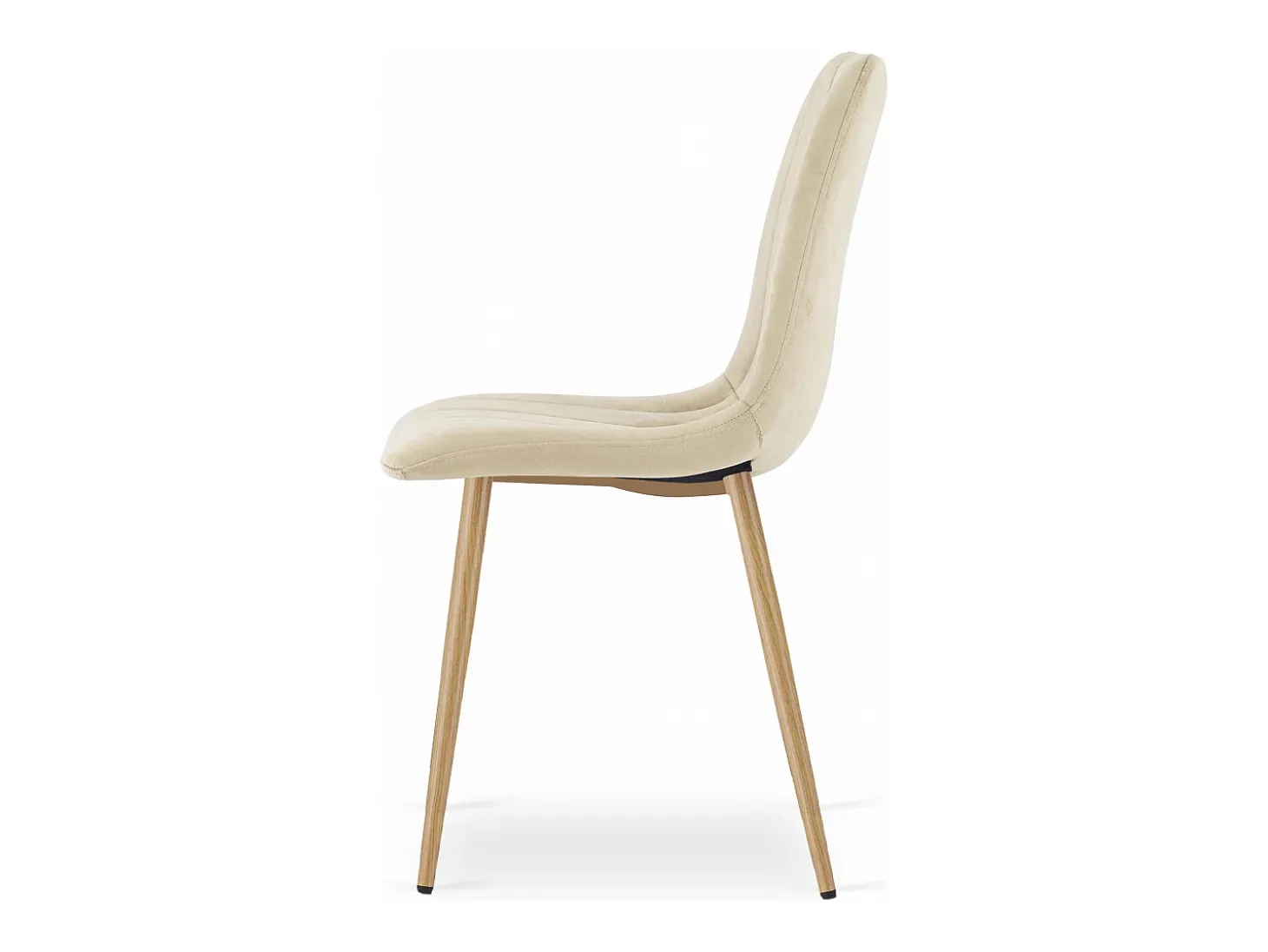 Silla Valora JEWA de terciopelo beige claro con patas de madera