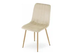 Silla Valora JEWA de terciopelo beige claro con patas de madera