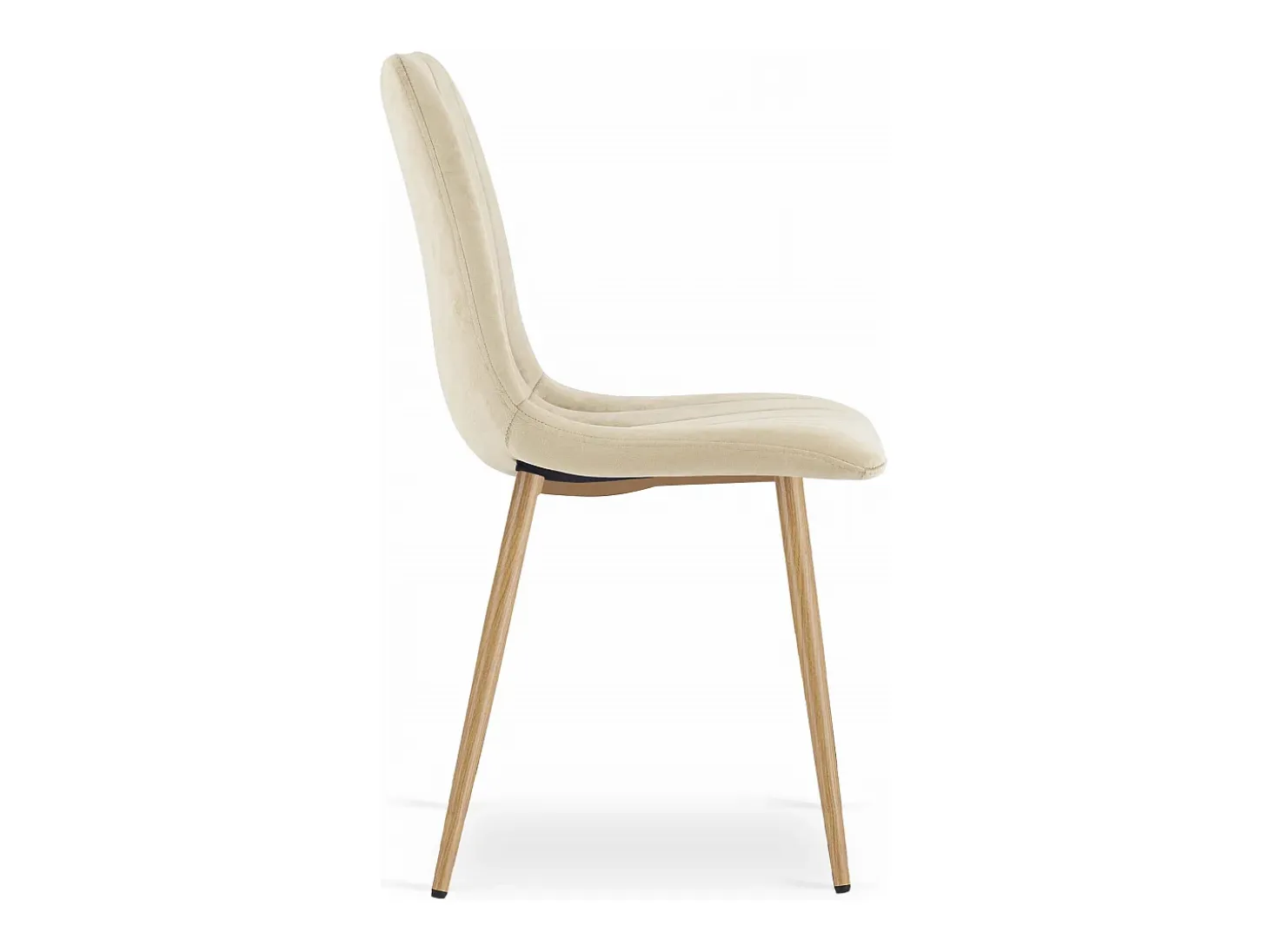 Silla Valora JEWA de terciopelo beige claro con patas de madera