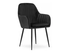 Silla Valora LUGO, tapizada en terciopelo negro, patas metálicas (x2)
