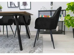 Silla Valora LUGO, tapizada en terciopelo negro, patas metálicas (x2)