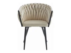 Silla Valora MAYAN de terciopelo beige con patas negras