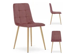 Silla Valora PYRA de terciopelo rosa con patas de madera para salón (x3)