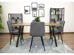 Silla Valora PYRA, terciopelo gris oscuro, diseño moderno (x3)