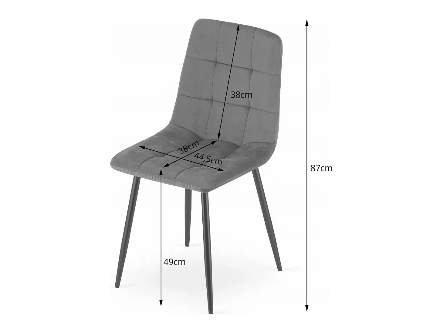 Silla Valora PYRA, terciopelo gris oscuro, diseño moderno (x4)
