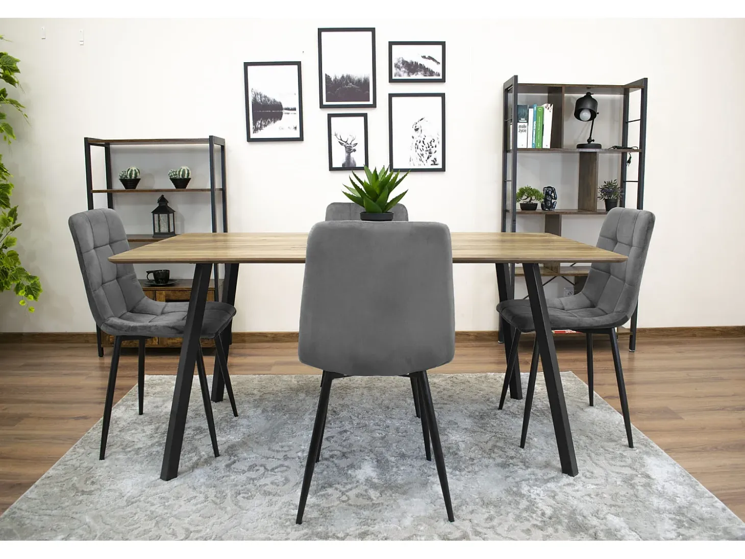 Silla Valora PYRA, terciopelo gris oscuro, diseño moderno (x4)