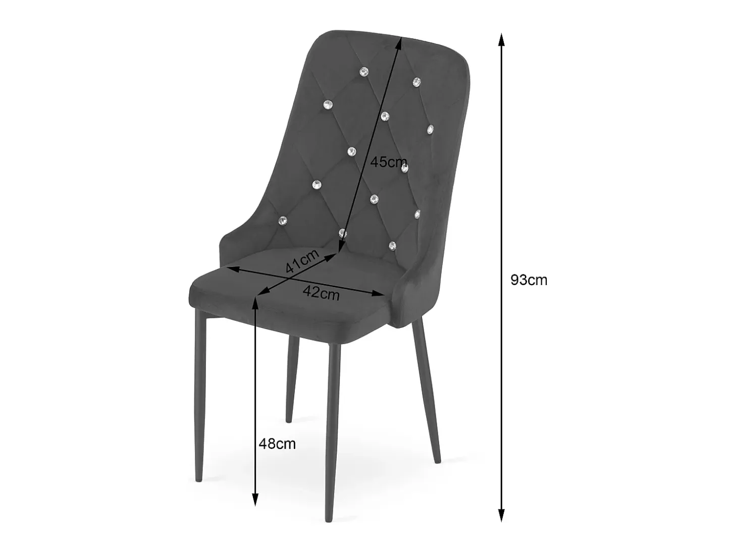Silla Valora REMI de terciopelo negro con patas de metal x2