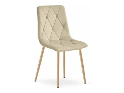 Silla Valora TYRA, tapizada en terciopelo beige claro, con patas color madera (x4)