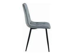 Silla Valora TYRA, terciopelo gris plata / patas negras x 3