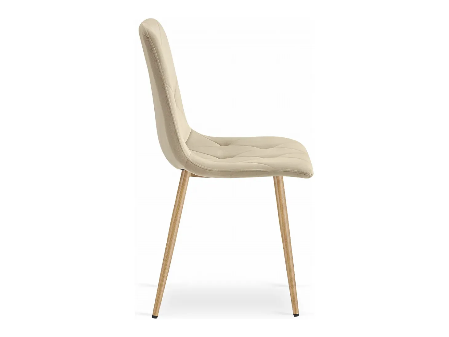 Silla Valora TYRA, terciopelo beige claro, patas color madera