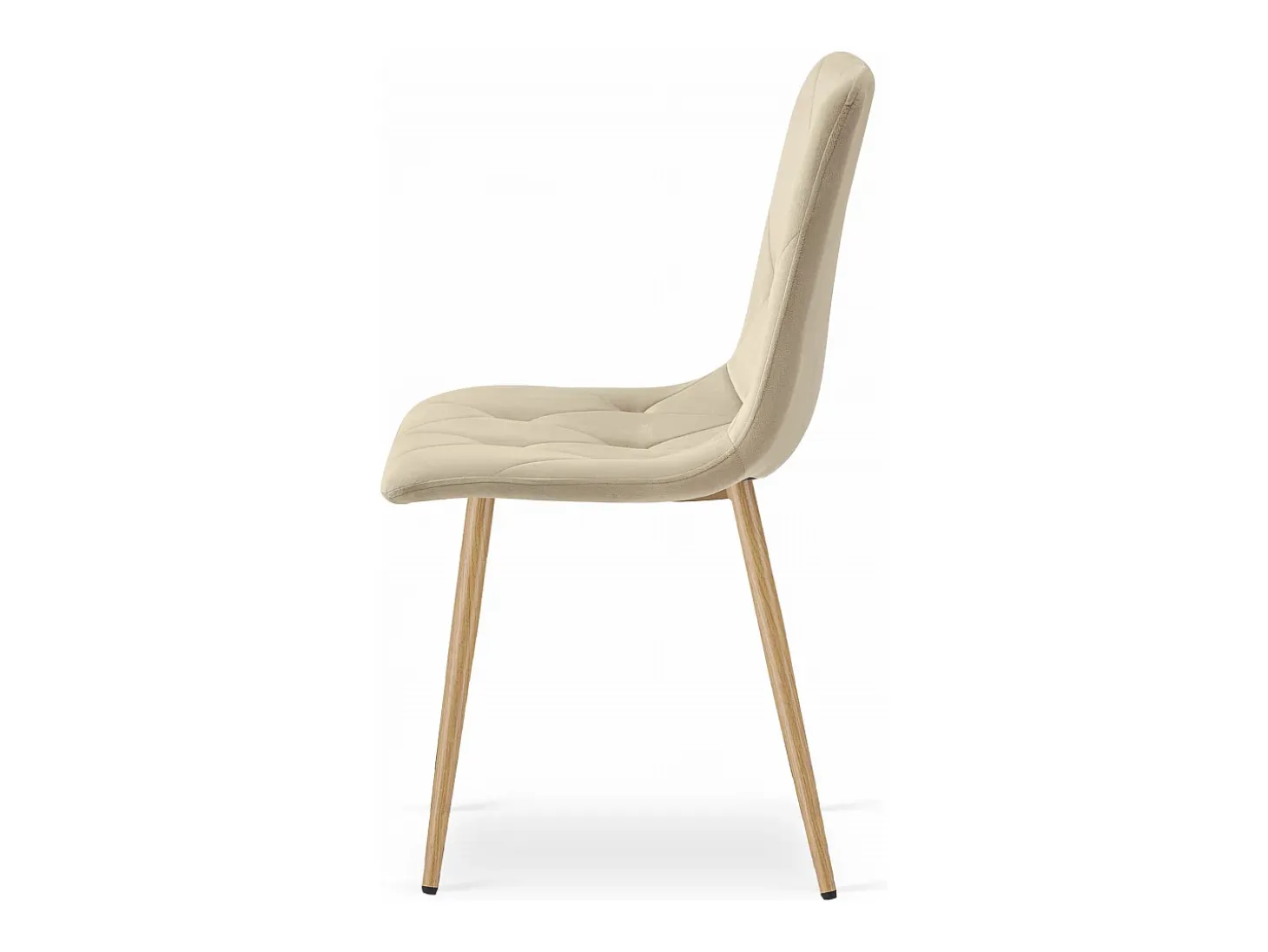 Silla Valora TYRA, terciopelo beige claro, patas color madera