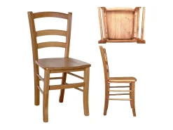 Silla Venecia madera nogal claro asiento macizo