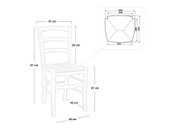 Silla veneciana amarilla de madera con asiento de paja de arroz