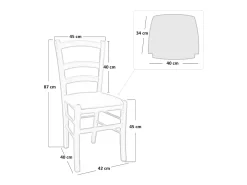 Silla veneciana de madera amarilla con asiento de piel sintética roja.