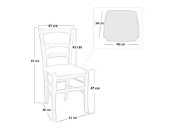 Silla veneciana roja de madera con asiento de piel sintética beige