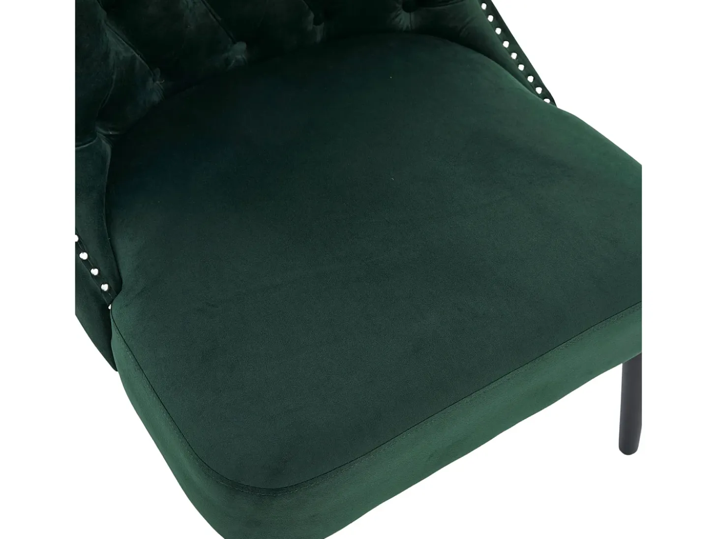 Silla verde - Silla con acabado remachado y patas de madera maciza - terciopelo