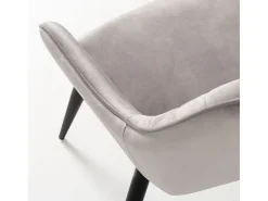 Silla Zonky de terciopelo gris claro con patas de metal negro - Lote de 2
