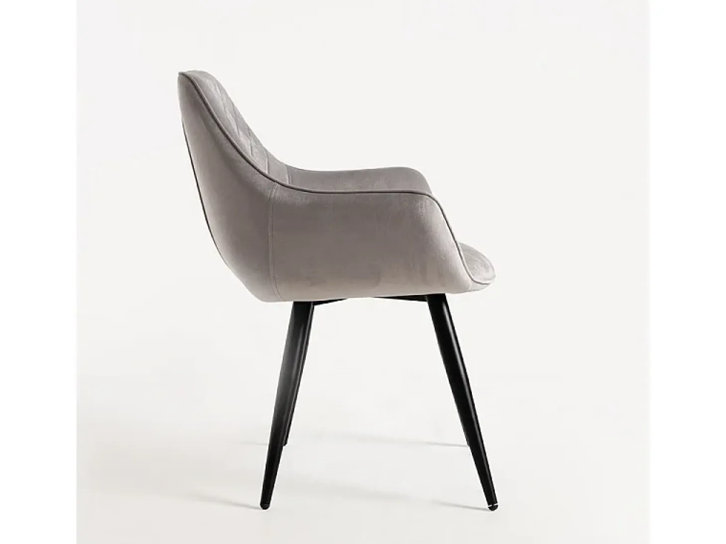 Silla Zonky de terciopelo gris claro con patas de metal negro - Lote de 2