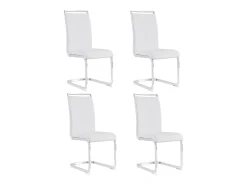 Sillas Cantilever cromadas (juego de 4) - Cuero sintético blanco, capacidad de 120 kg