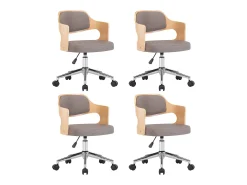 Sillas comedor giratorias 4 unidades madera curvada tela gris taupe