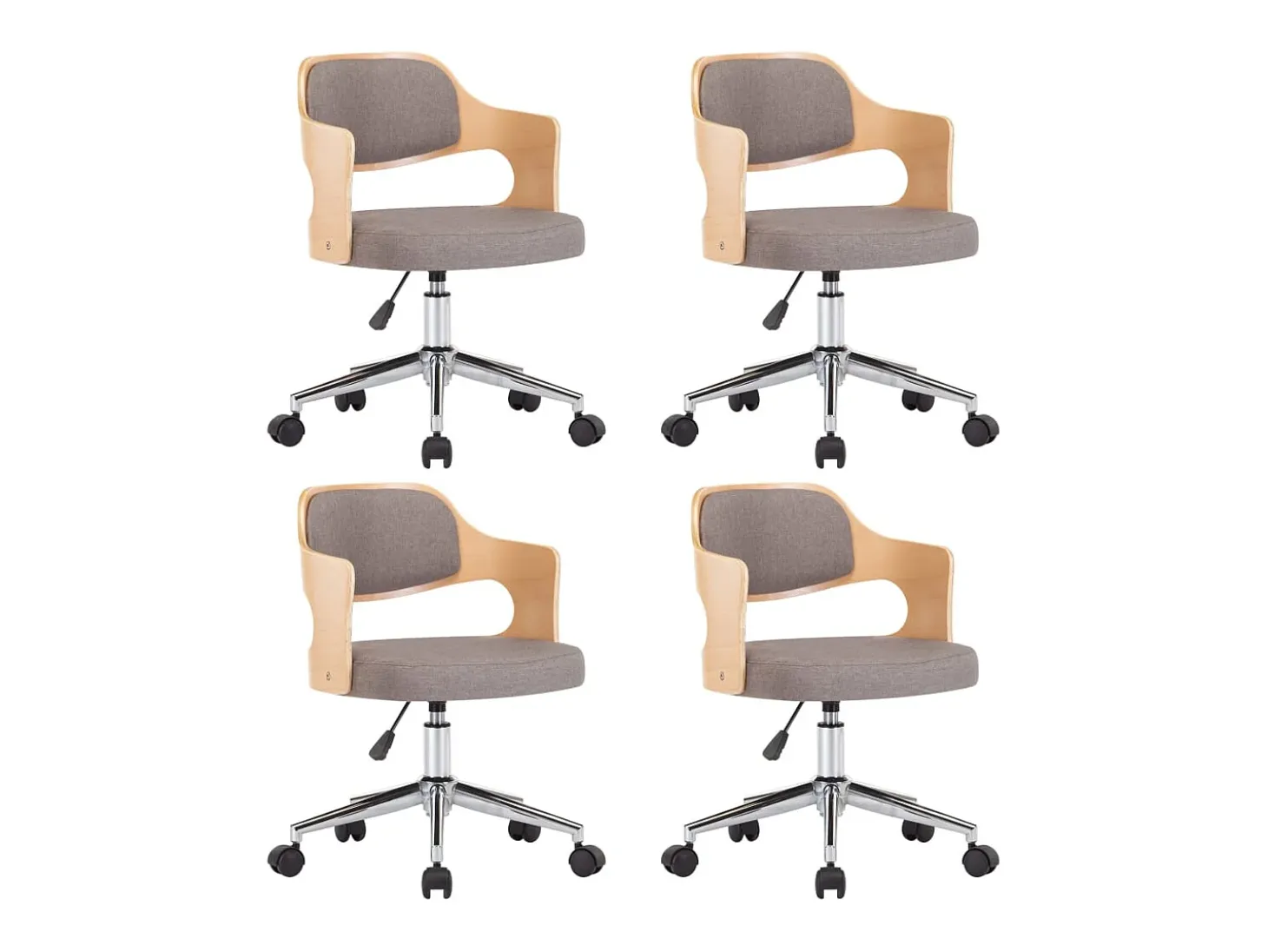 Sillas comedor giratorias 4 unidades madera curvada tela gris taupe