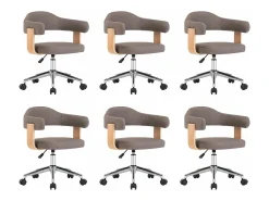 Sillas comedor giratorias 6 unidades madera curvada tela gris taupe