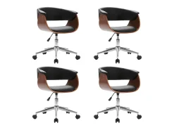Sillas comedor giratorias 4 unidades cuero sintético negro