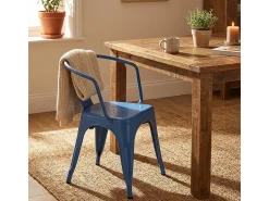 sillas con reposabrazos de acero para cocina y bar diseño moderno steel arm - Azul Marino