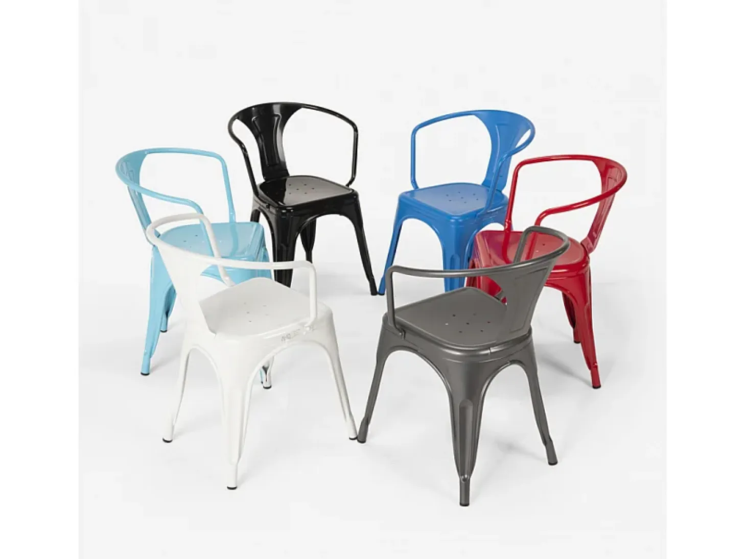 sillas con reposabrazos de acero para cocina y bar diseño moderno steel arm - Azul Marino