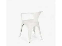 sillas con reposabrazos de acero para cocina y bar diseño moderno steel arm - Blanco