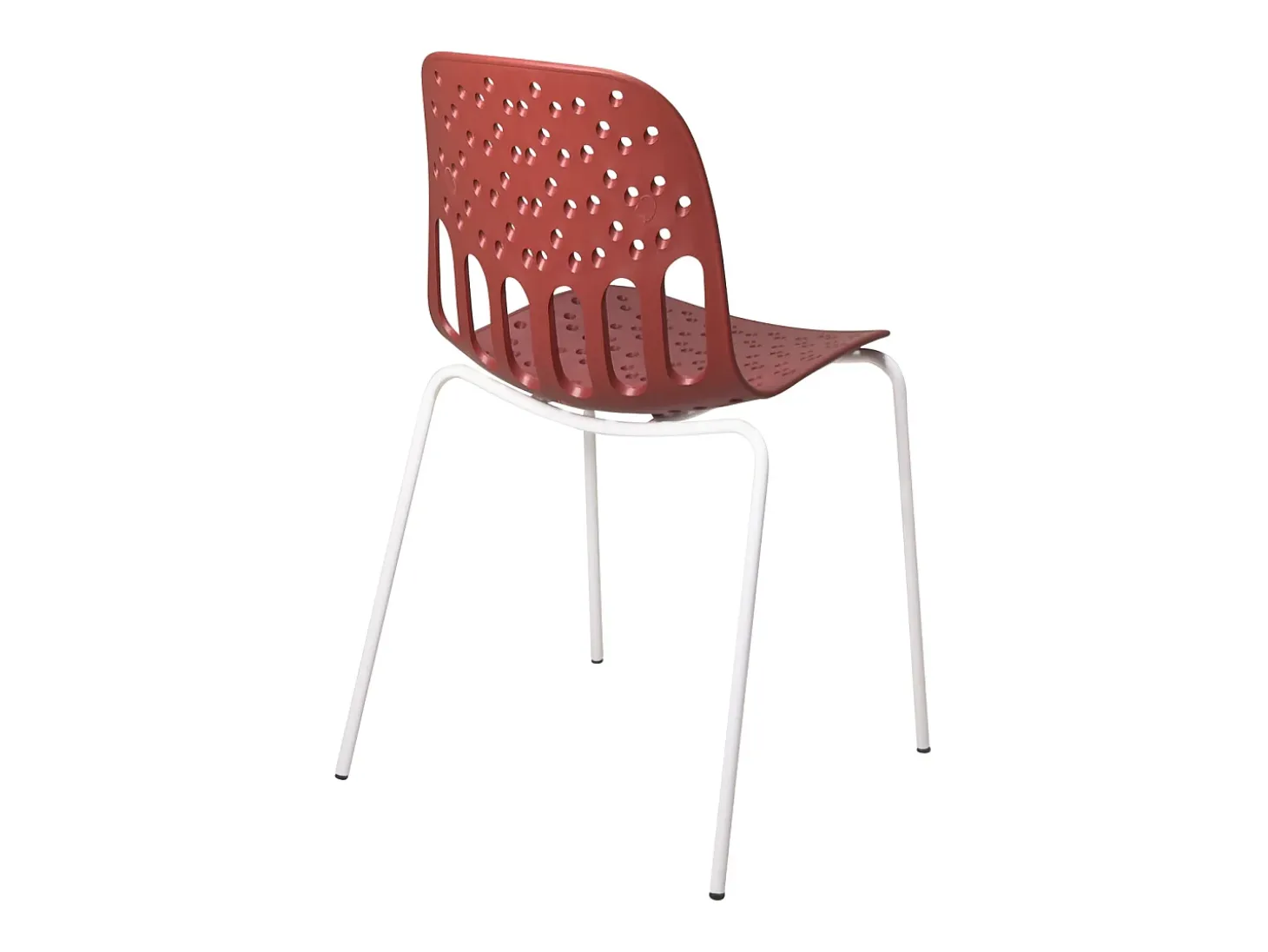 Sillas de cocina de diseño, lote de 4, apilables, patas metálicas KIO (Rojo-Blanco)
