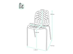 Sillas de cocina de diseño, lote de 4, apilables, patas metálicas KIO (Rojo-Blanco)
