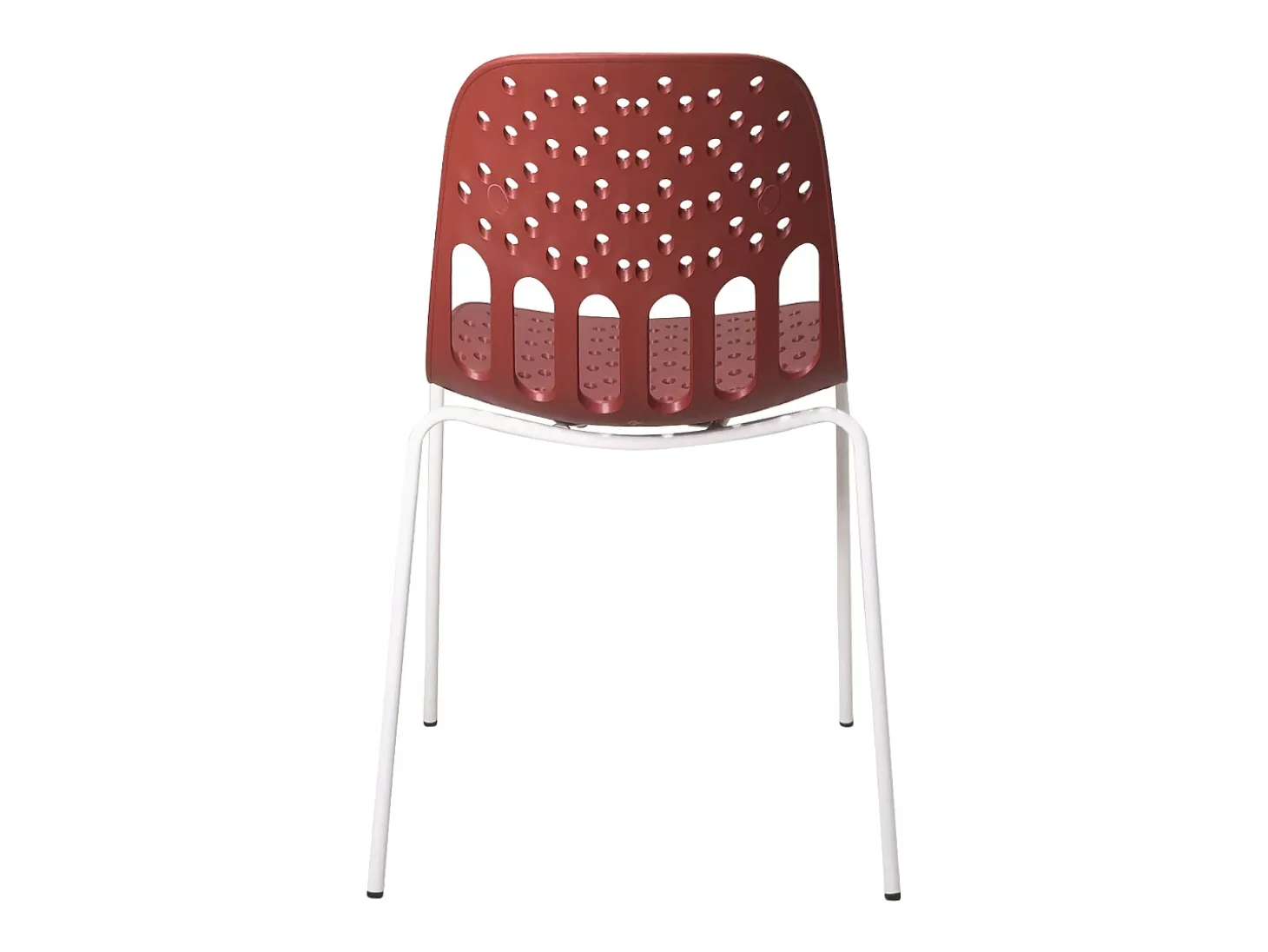 Sillas de cocina de diseño, lote de 4, apilables, patas metálicas KIO (Rojo-Blanco)