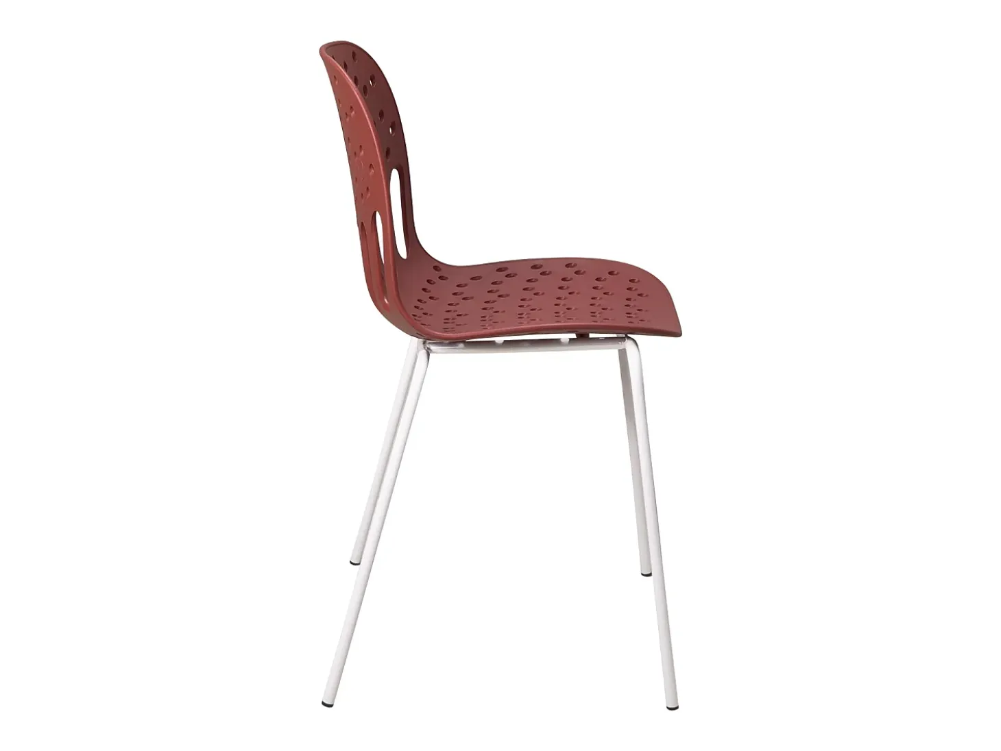 Sillas de cocina de diseño, lote de 4, apilables, patas metálicas KIO (Rojo-Blanco)
