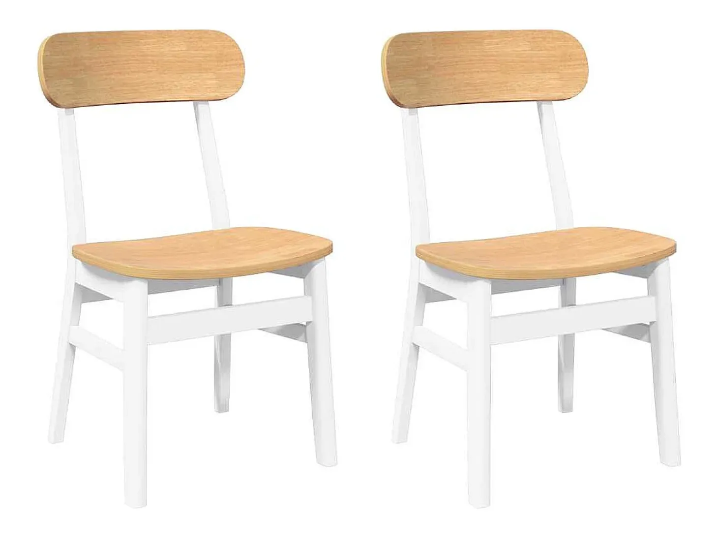 Sillas de comedor 2 piezas madera maciza de caucho blanco