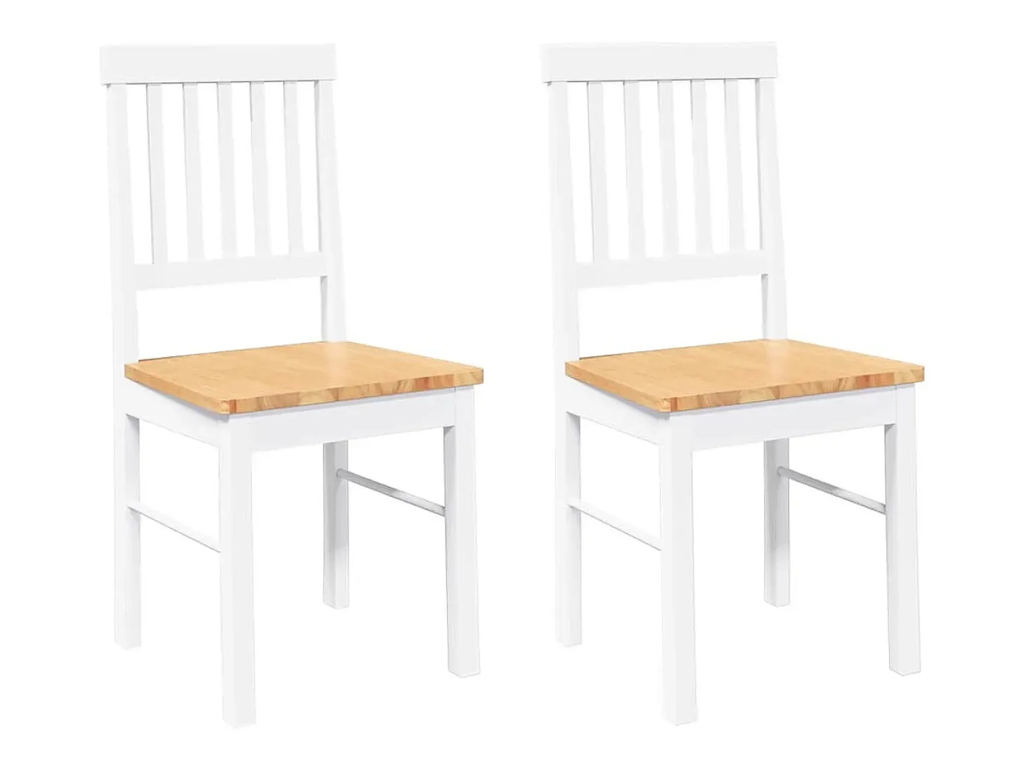 Sillas de comedor 2 piezas madera maciza de caucho blanco