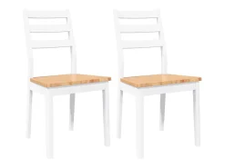 Sillas de comedor 2 piezas madera maciza de caucho blanco