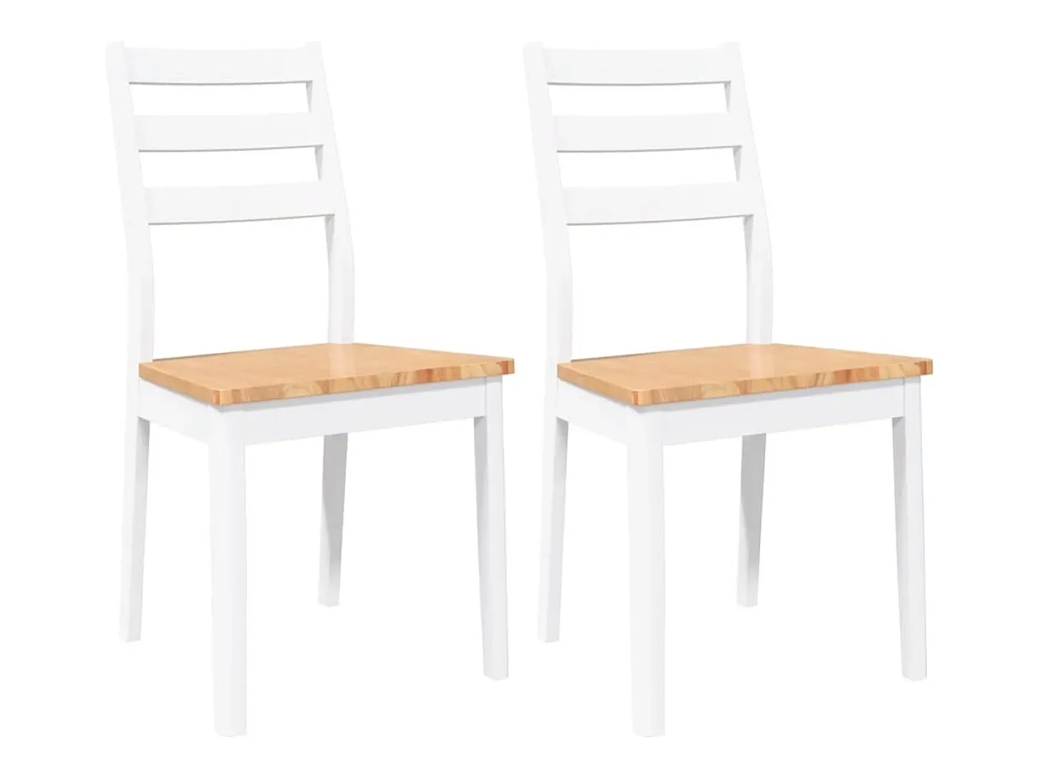 Sillas de comedor 2 piezas madera maciza de caucho blanco