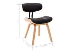 Sillas de comedor 2 uds madera curvada y cuero sintético negro