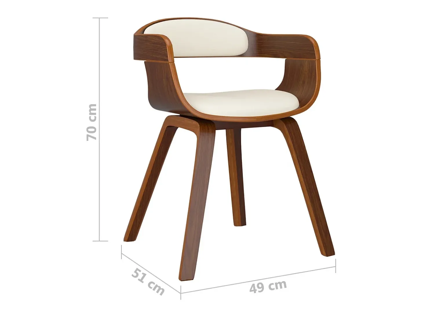 Sillas de comedor 4 uds madera curvada y cuero sintético crema