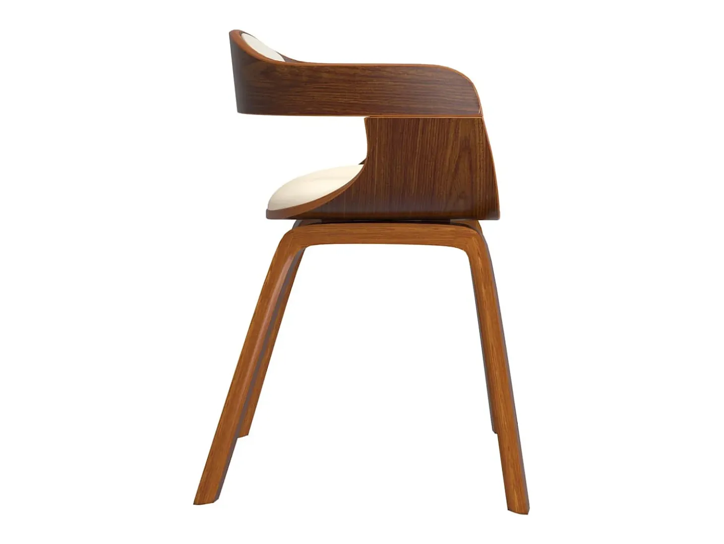 Sillas de comedor 4 uds madera curvada y cuero sintético crema